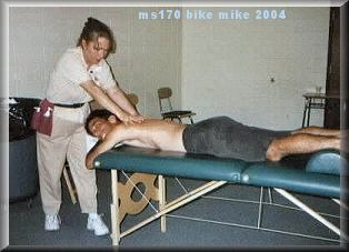 Mike gets massage