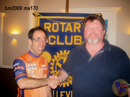 Bike Mike and the acting Rotary Club President
