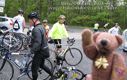 Lucky Bear with bikers