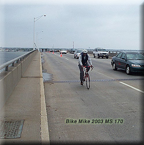 MS cyclist over route 37 bridge